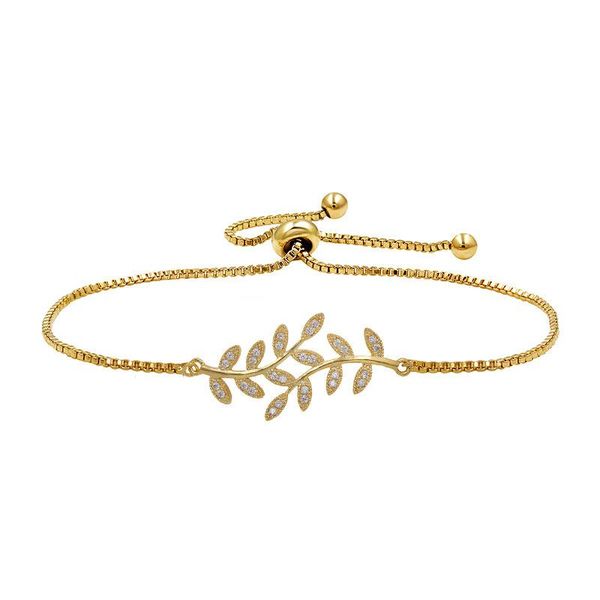 

изысканный leaf кубического циркония cz кристалл боло браслеты для женщин регулируемое gold / silver цвет свадебные подарки браслеты, Black