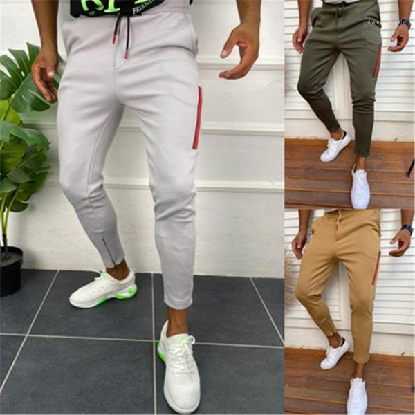 

hip hop drawstring jogging pants spring male fitness casual sports slim trousers mens solid color skinny pants fashion trend elasticity, Black