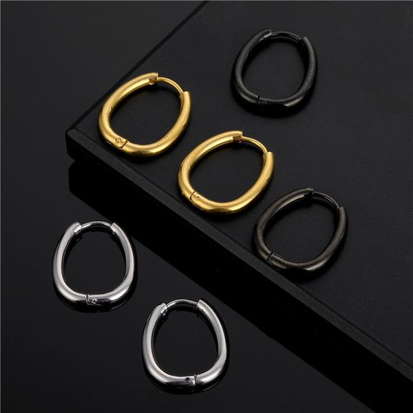 

stainless steel round circle hoop earrings for women simple normcore geometric earrings ladies fashion ear jewelry brincos gift, Golden;silver