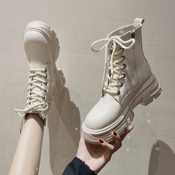 

rock shoes woman lolita boots boots-women round toe ankle booties women winter footwear lace up luxury designer flat heel high, Black