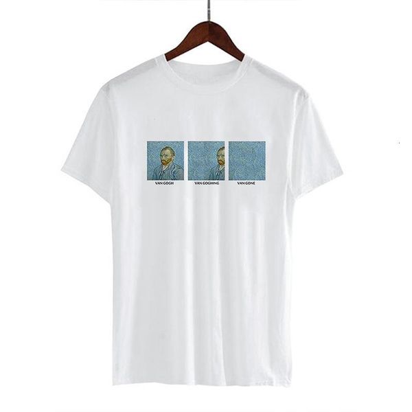 

женская футболка van gogh художественная футболка дамы top print harajuku графическая футболка на улицу повседневная femme, White