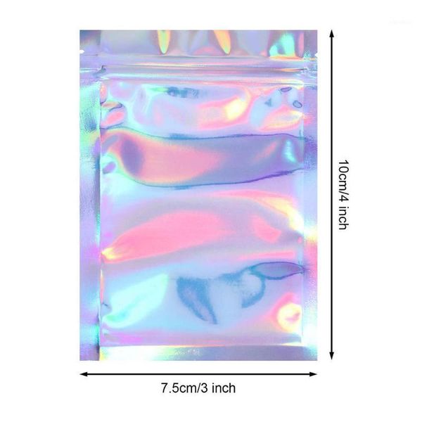 

100pcs holographic color resealable bag smell proof pouches package1