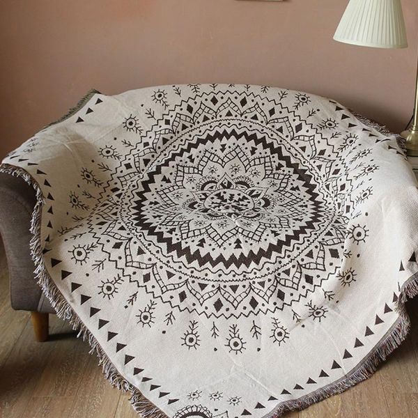 

double sides multi-fuction mandala cotton blanket,120*170cm durable wearable comforter, sofa cover, pet blankets ,table cloth