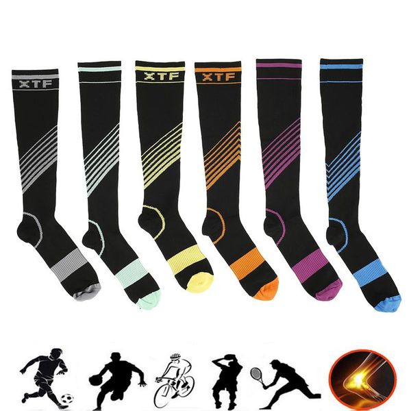 

6 pair compression sport socks elastic fashion stocking prevent chafing fitness sport camping soccer sock protect feet, Black