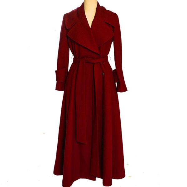 

female windbreaker 2021 autumn winter x-long trench coat women temperament slim plus size 2xl overcoat, Tan;black