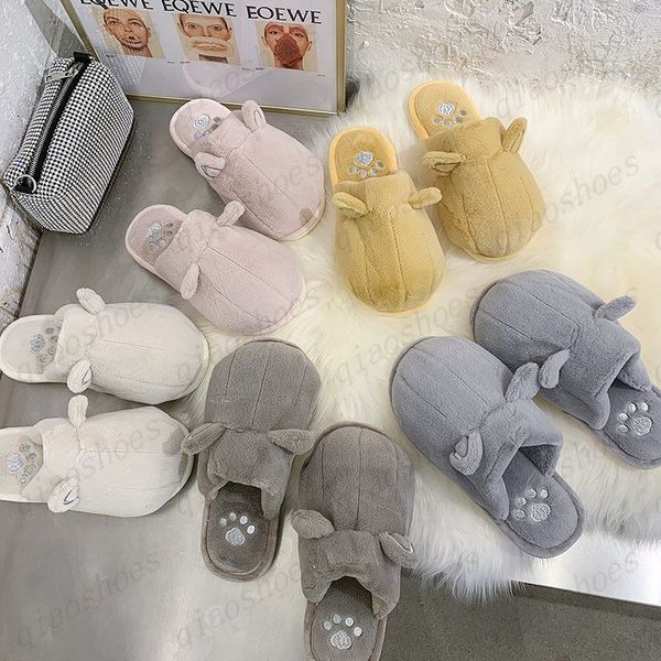 

winter home slippers women house slides indoor flip flops soft slip on shoes house slippers couple slippers girl warm flat shoes, Black