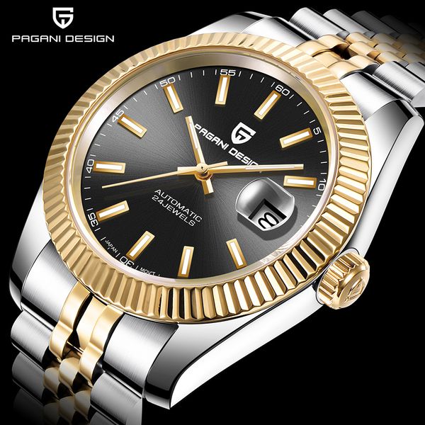 

pagani design 1645 men's watches military sport watch men business stainless steel strip 30m waterproof quartz watches relogio t200409, Slivery;brown