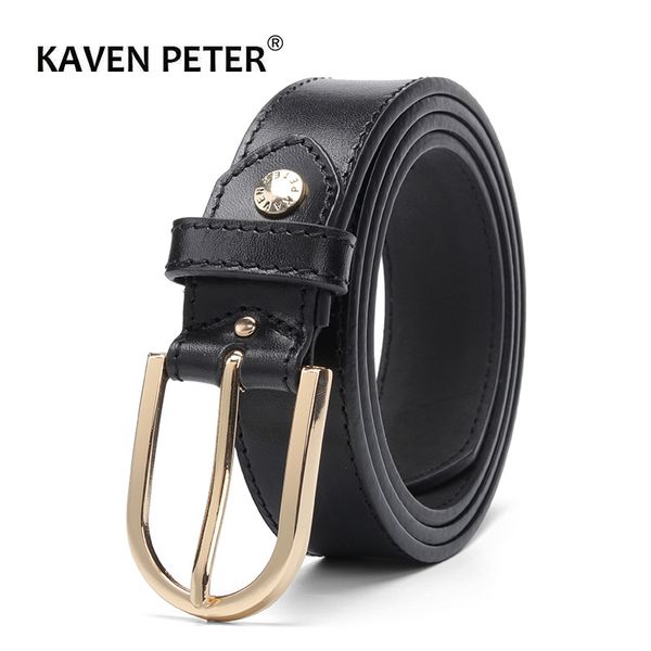 

luxury women genuine leather belt italian leather for women pin buckle female cowskin black belt 100% leather t200327, Black;brown