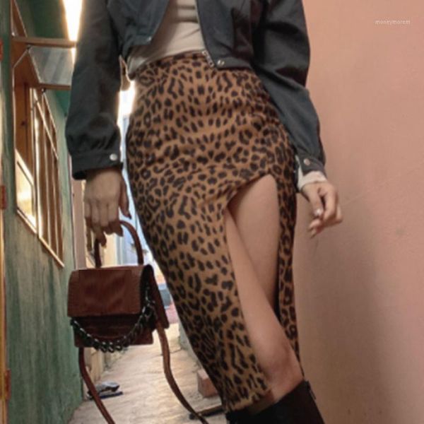 

casual dresses for women 2021 leopard print front slit half-length short bag hip skirt aesthetic fashion vestido de mujer1, Black;gray