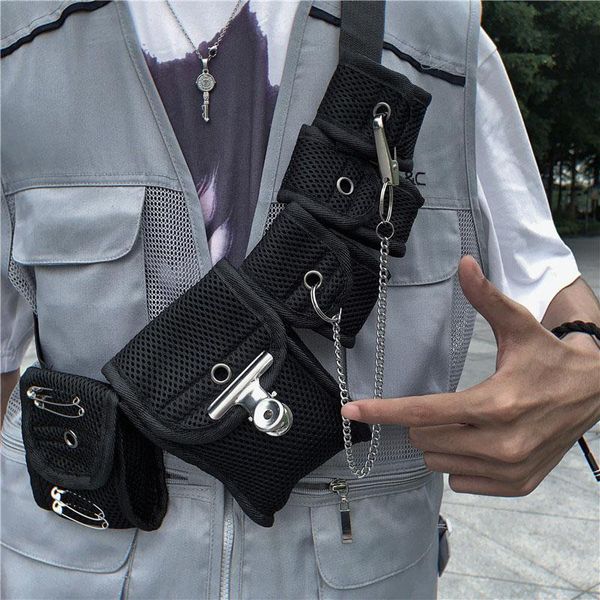 

waist bags streetwear bag tactical function crossbody pack chest with 5 pockets hip hop packs phone belt yb326