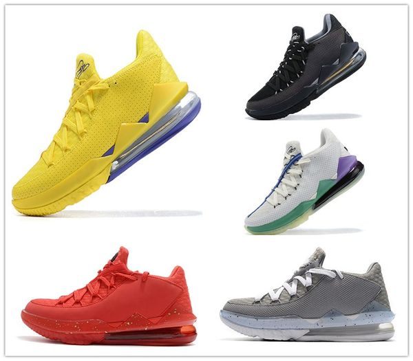 

17 low glow in the dark particle grey men basketball shoes university red yellow black 17s mens sports sneaker with box