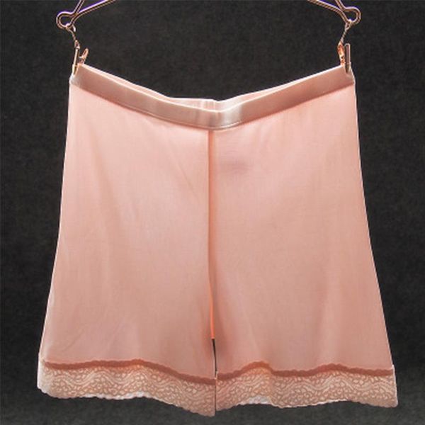 

women silk panties culottes knitted anti-fade lace leggings sleep safety pants ladies plus size summer silk underwear short, Black;pink