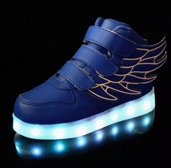 

2018 fashion new usb charging led children shoes with light up kids casual boys&girls luminous sneakers glowing shoe hook&loop #no2r