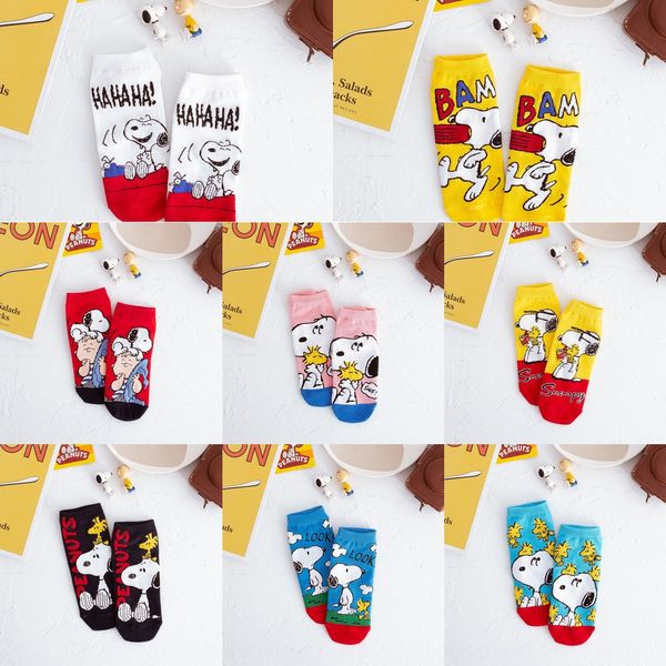 

spring summer 2020 new ins snoopy color socks cotton boat sockscontrast cotton boat socks lady udqw2, Black