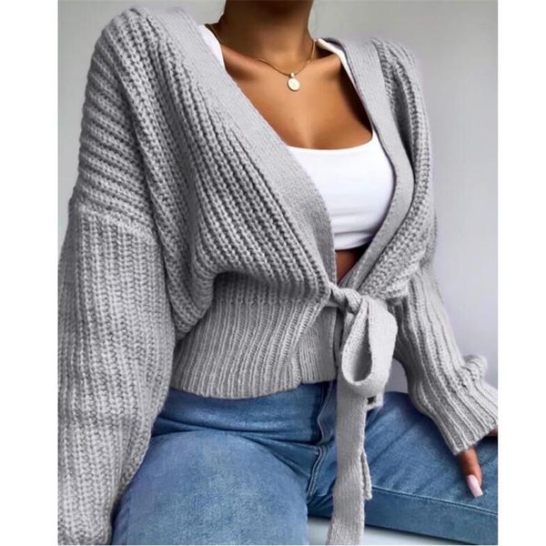

women's sweaters women autumn winter knitted overcoat v-neck lace-up sweater cardigan long-sleeve lace up bow solid female coat, White;black