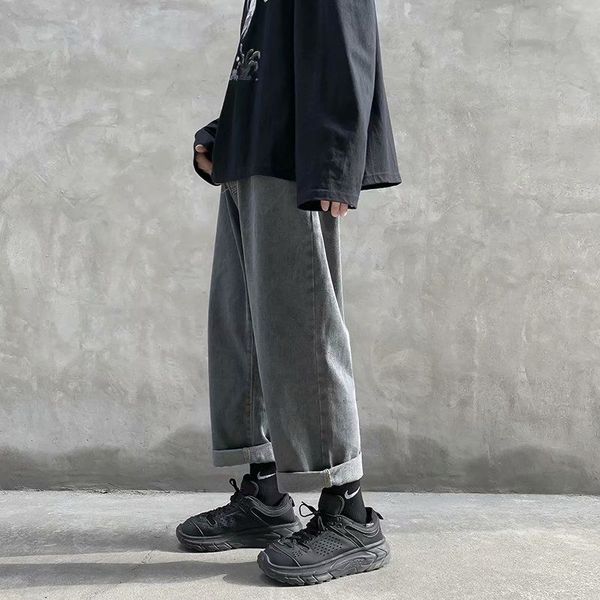 

2021 new winter the new stripe straight jeans loosens all-match student blue legged pants tkoq