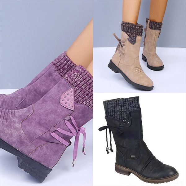 

4mcw woman's leather shoes lace up ribbon beltankle boots autumn head prem boot female rough heel round direct, Black