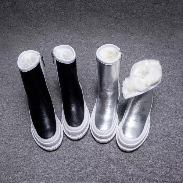 

snow boots new 2020 women's shoes winter thick sole plaform ankle boots thicken plush warm cotton shoes #2o0c, Black