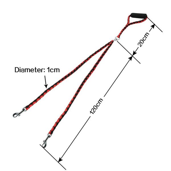 

2 way nylon dual dog leash double lead rope no-tangle durable walking leashes strong for 2 dogs with soft padde bbyvtn
