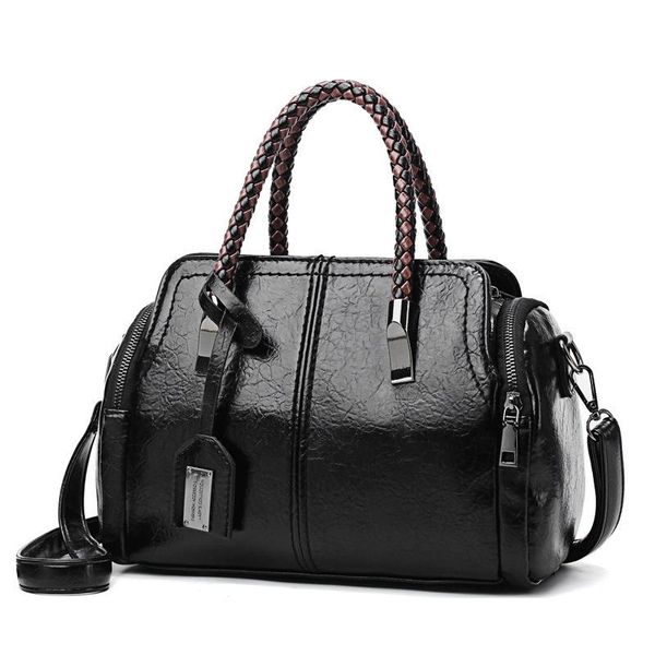 

shoulder bags 2021 retro oil leather women handbag large capacity boston bag korean wild fashion one-shoulder messenger designer