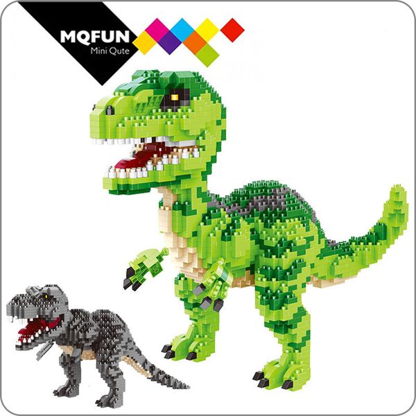 

balody 1457pcs+ mini blocks green dinosaur dragon animal building toy tyrannosaurus model park figure toys for children gifts 1008