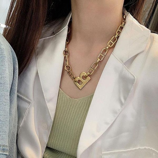 

chains 925 sterling silver ins exaggerated b letter pendant wide necklace for women couple trend clavicle chain jewelry party gifts 302