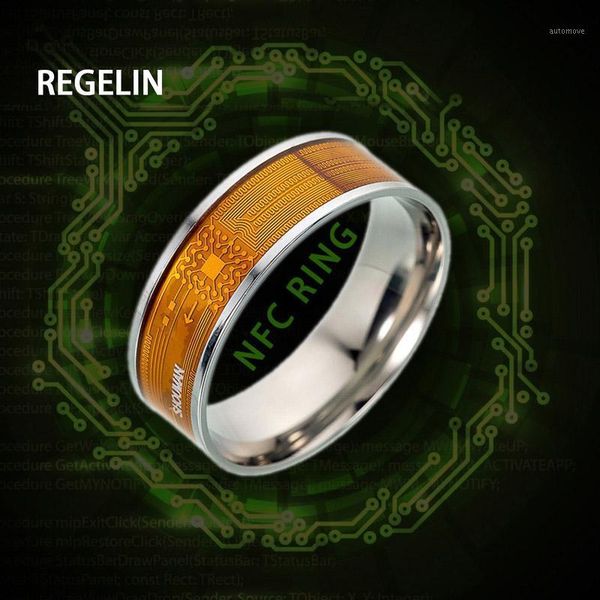 

regelin drop shipping nfc programmable rings 316l stainless steel ring mens jewelry for men and woman for men gift1, Slivery;golden