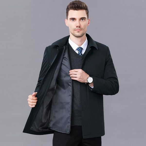 

detachable inner liner cotton padded jacket for men business lapel thickened cotton padded jacket for middle aged men, Black