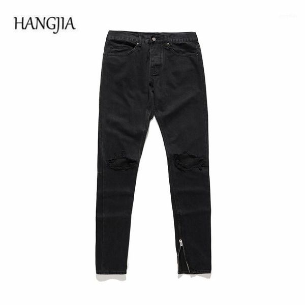 

high street classic knees hole bieber ripped jeans inside the zipper design destroyed washed black jean tide mens hip-hop1, Blue