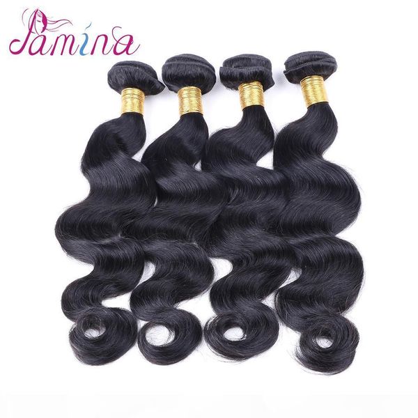 

8a grade brazilian vrgin human hair 4 bundles with closure body wave hair weaves and closure unprocessed brazilian virgin hair extensions, Black