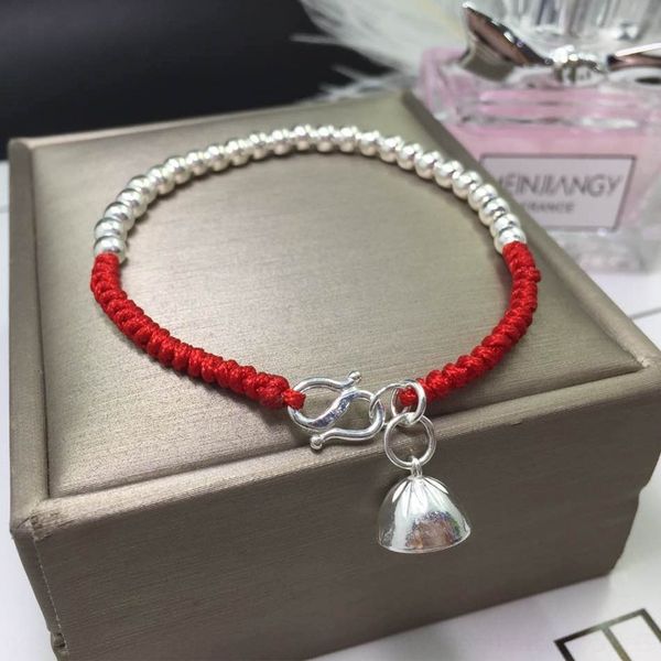 

qxcw1 benmingnian red necklace bracelet buddha necklace bracelet silver rope lotus style simple jewelry fashionable women's silver and, Golden;silver
