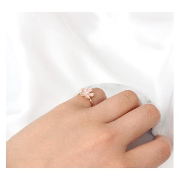 

fresh and delicate art of open drops of pink cherry pearl ring w sqcbbm dh_seller2010, Silver