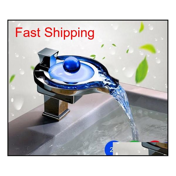 

led faucet led bathroom basin faucet brass chrome finished waterfall taps water power basin tap mixer torneira 53sto