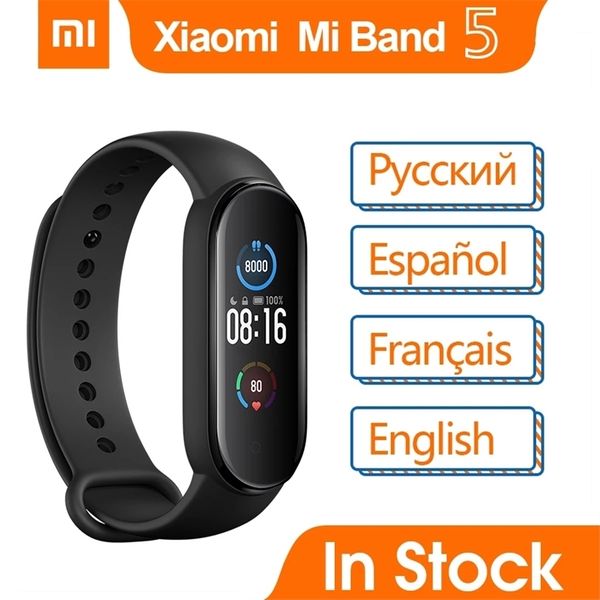 

xiaomi mi band 5 smart wristbands 1.1" amoled colorful screen sport smart bracelet heart rate fitness tracker 5atm waterproof lj201212