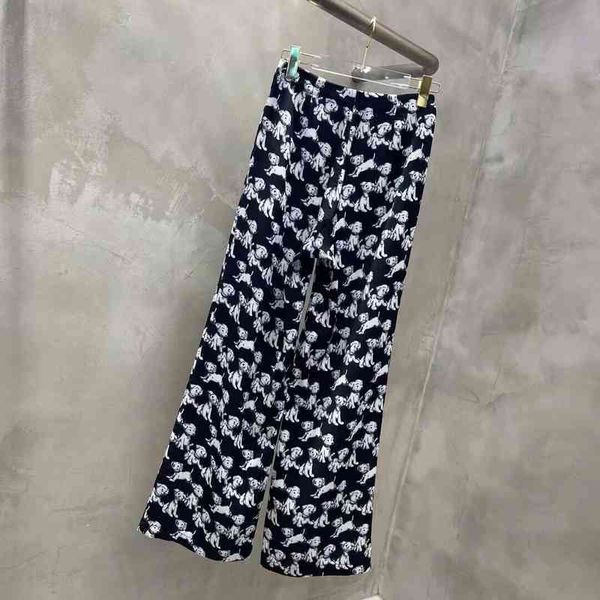 

2022 factory wholesale new model ce 202ss spring summer black dog print loose straight casual pants women, White;black