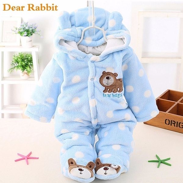 

baby plus velvet thicker coat winter clothing bodysuit newborn warm romper snow wear jumpsuits for girl cotton warm clothes coat 201128, Blue;gray
