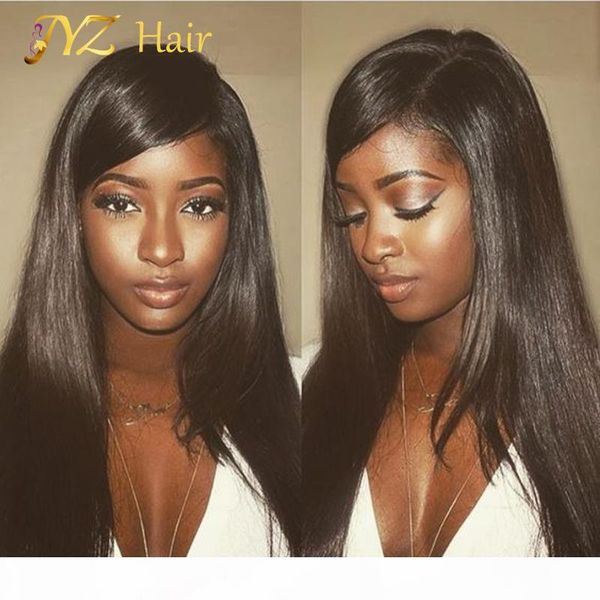 

jyz brazilian silky straight lace front human hair wigs for black woman 130 density glueless full lace wigs with baby hair natural hairline, Black;brown