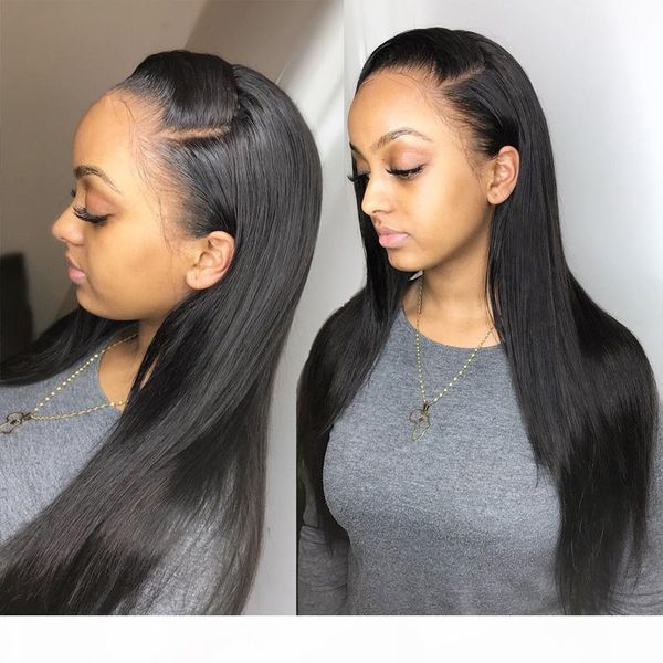 

brazilian human hair straight 360 lace wigs 100% unprocessed glueless wig 8~24 inches pre plucked natural hairline with baby hair for women, Black;brown