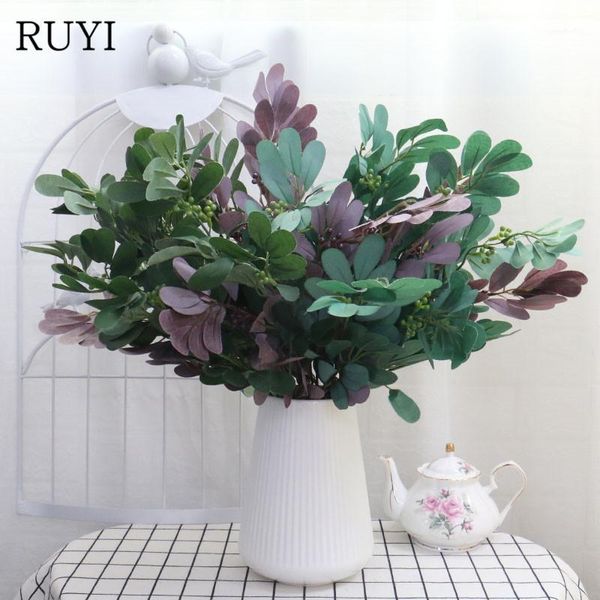 

decorative flowers & wreaths artificial plant green jujube leaves wall accessories eucalyptus leaf home wedding decoration fake