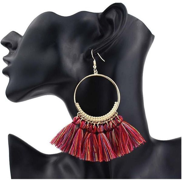 

bohemian statement tassel earrings for women vintage round long drop earrings wedding party bridal fringed jewe jllmlz yy_dhhome, Silver