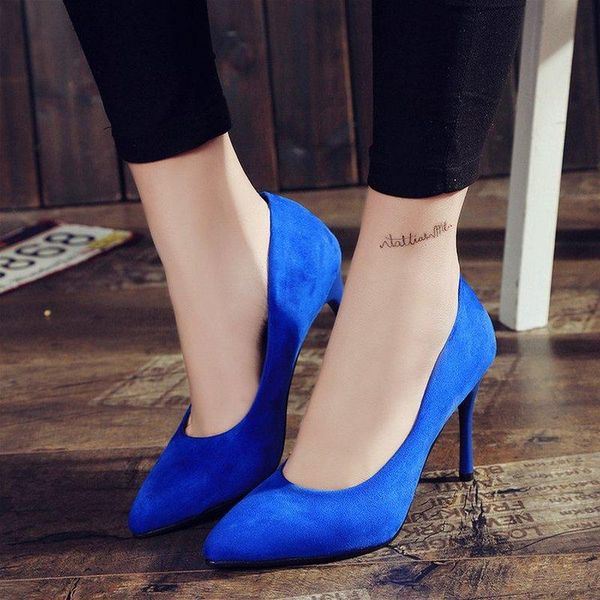 

selling women shoes pointed toe pumps suede leather dress red 8cm high heels boat shoes shadow wedding zapatos mujer, Black