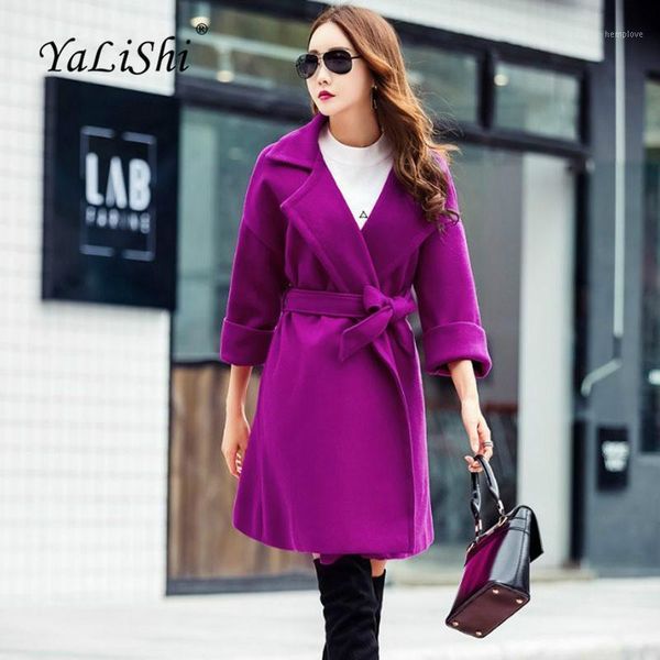 

fashion plus size 2020 spring women coats elegant turn-down collar casual office woollen long coat work ladies outwear coats1, Black