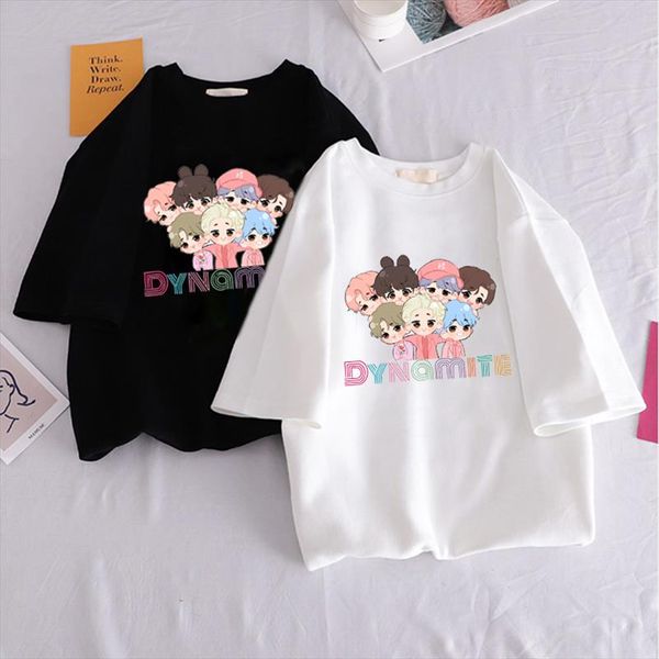 

new album dynamite kpop harajuku t shirt women ulzzang korean style graphic t shirt casual hip hop tshirt fashion tee female, White