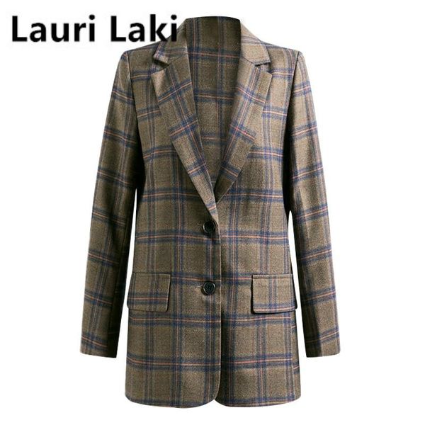 

women's suits & blazers lauri laki plaid blazer women plus size elegant work wear jacket winter 2021 office lady lattice outerwear retr, White;black