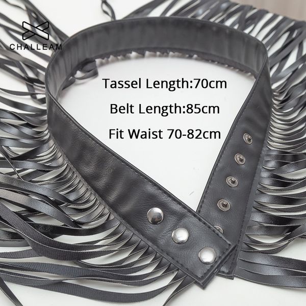 

women long tassel female boho black designer leather fringe belt ladies punk girdle skirt style high waist belts 170 y200501, Black;brown