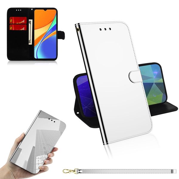 

for xiaomi redmi 9c imitated mirror surface horizontal flip leather case with holder card slots wallet lanyard