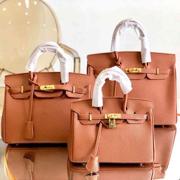 

luxury bags designer herme birkiins leather litchi grain cowhide women's high capacity class versatile fairy hand bill of lading