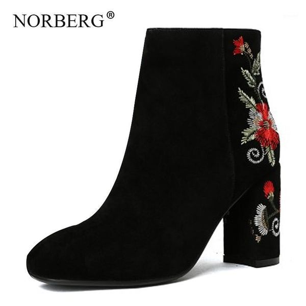 

boots 2021 fashion elegant women's handmade embroidered shoes famous style high heels bare boots1, Black