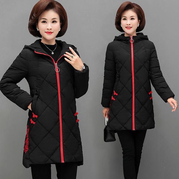 

2020 women's down parkas hooded collar thick warm winter jackets female snow coat slim jacket mujer t18, Black