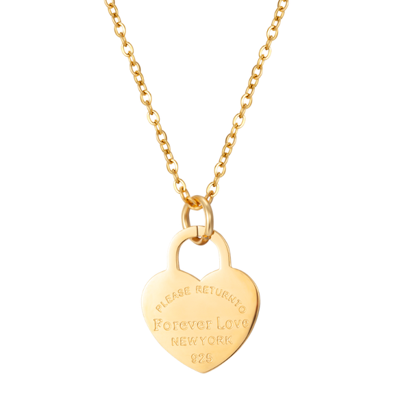

chains trendy gold plated color choker necklace forever love heart charm for women girl female gift jewelry, Silver